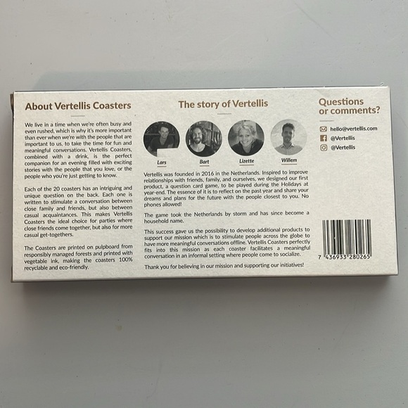 Vertellis Coasters Conversation Starter Ice Breaker Set Of 20 Cards/Coasters - Picture 2 of 4